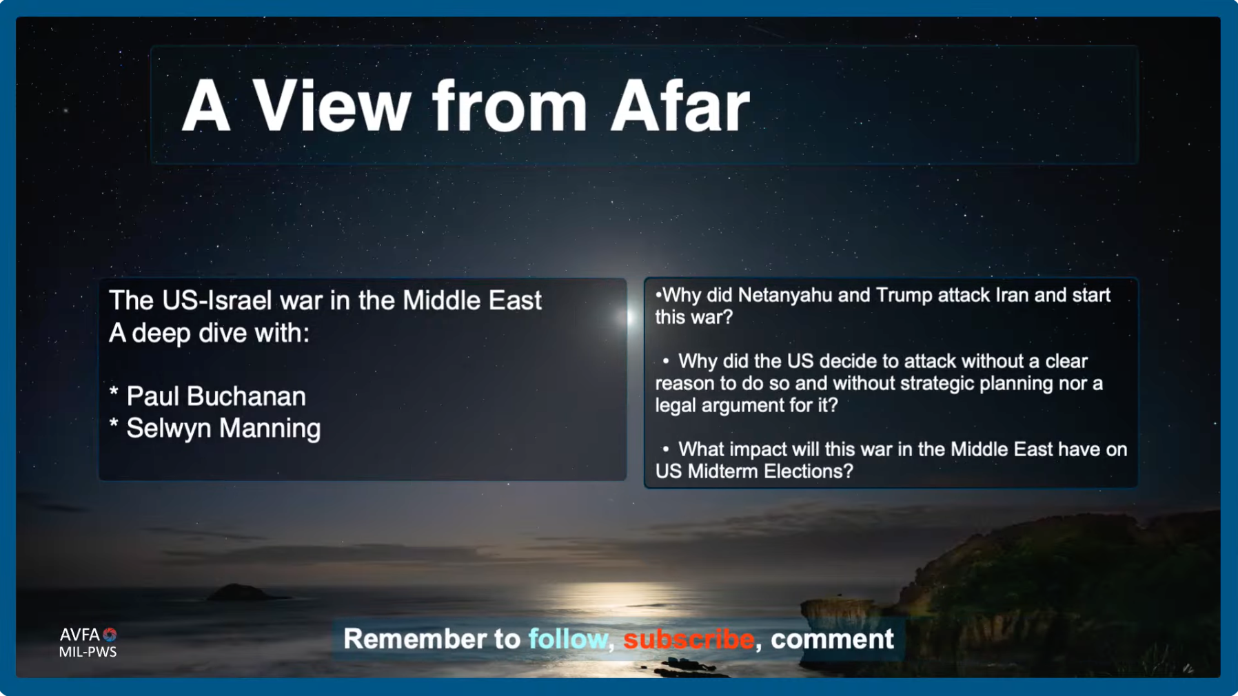 AVFA PODCAST: A Deep-Dive into the US-Israel War in the Middle East